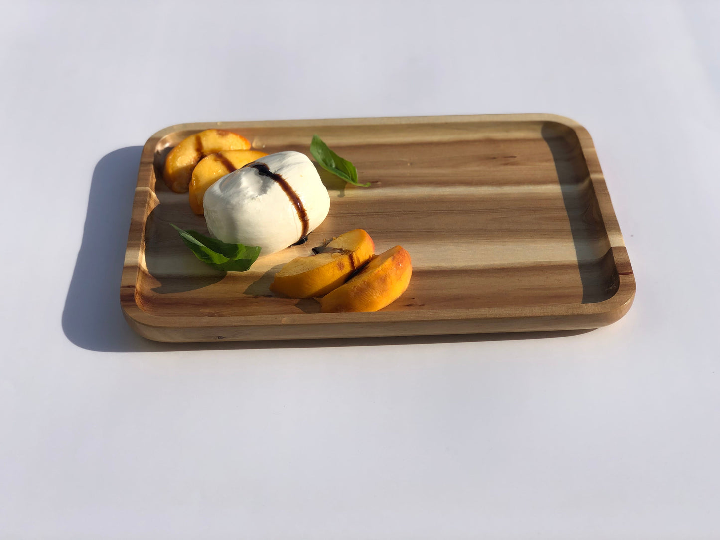 Zavis Green Acacia Wood Serving rectangle StackableTray / Dish 10" X 7" | Dishwasher Safe-3