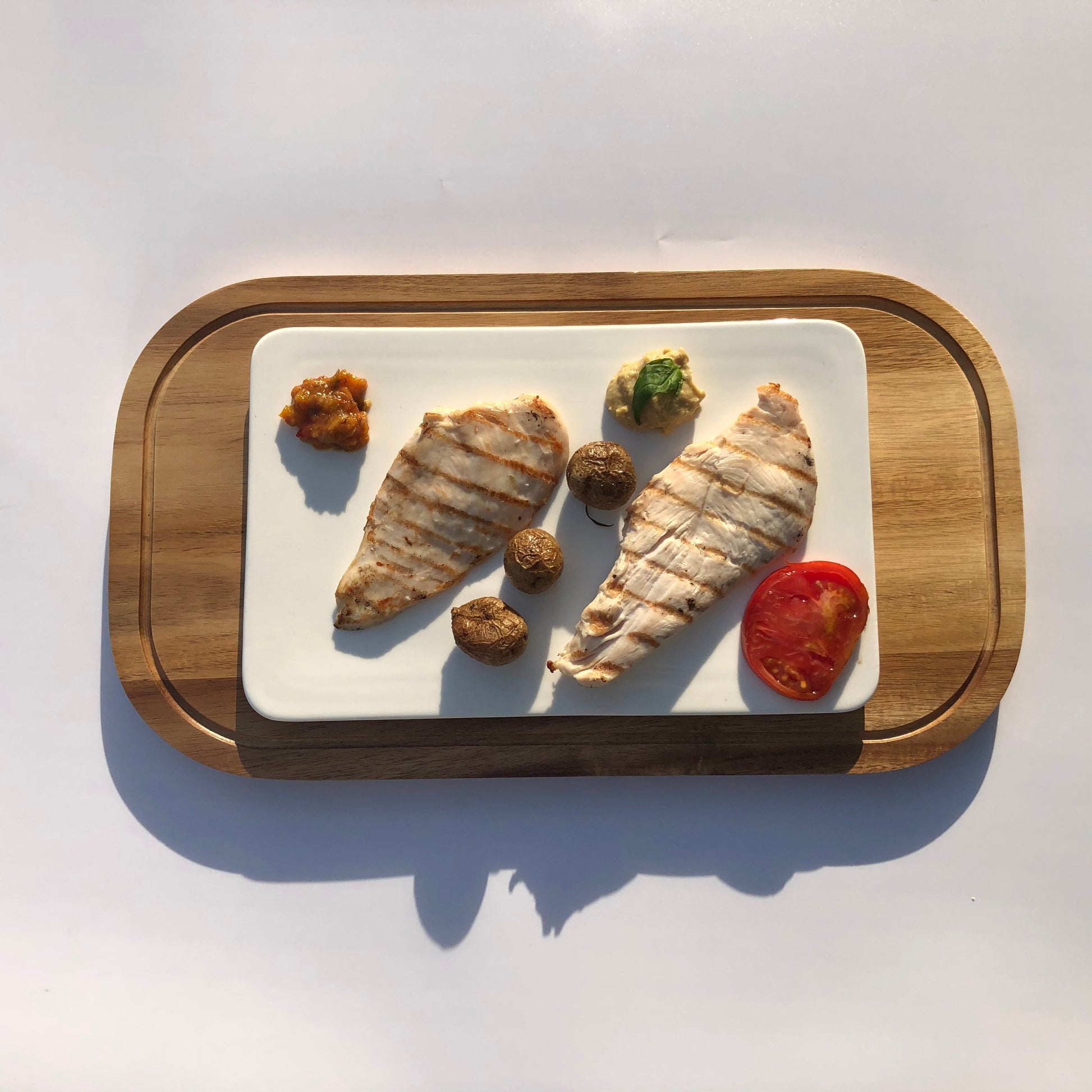 [ Set of 3 ] Zavis Green Acacia Wood Serving Rounded Cutting Board With Juice Groove 12" X 8" | Dishwasher Safe-3