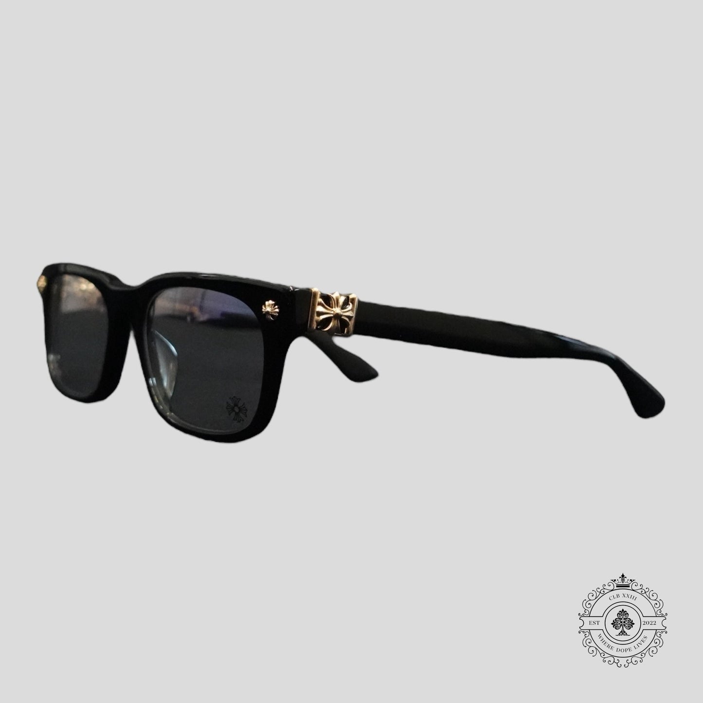 Chrome Hearts Vagilante Glasses in Black/Gold