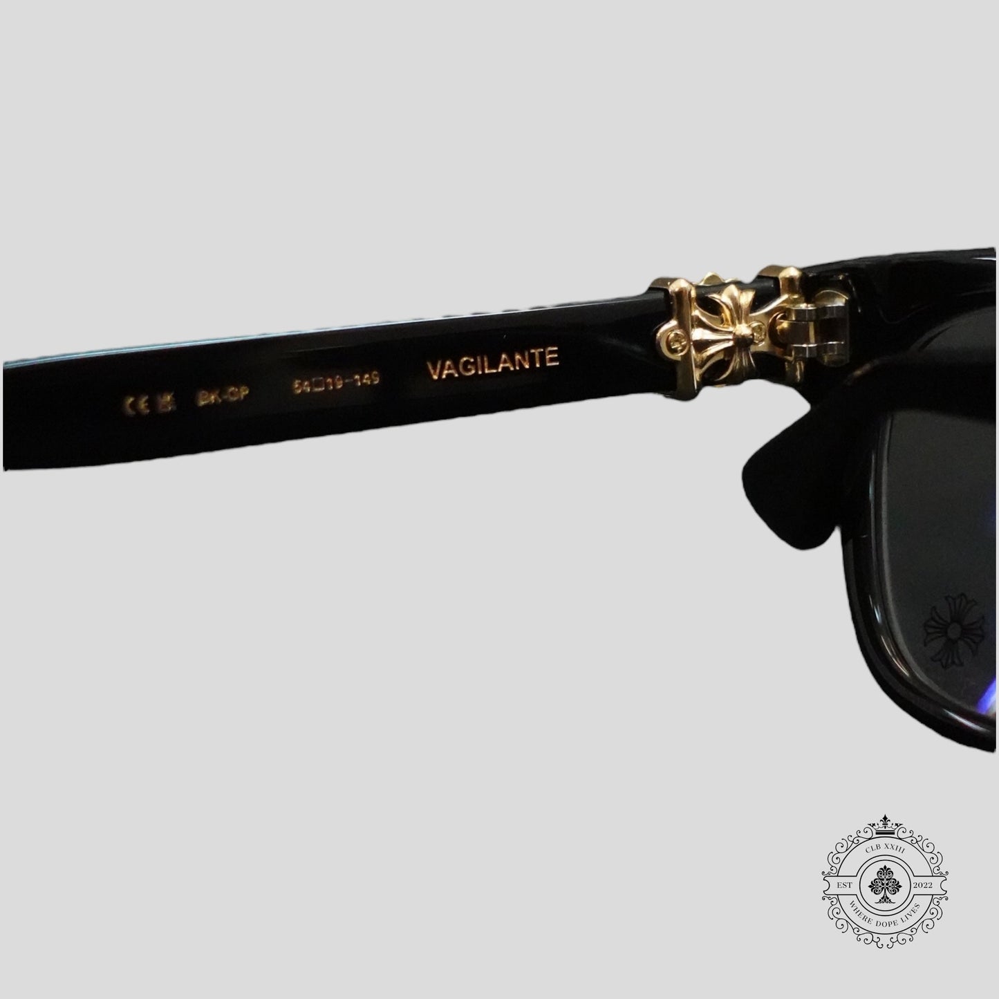 Chrome Hearts Vagilante Glasses in Black/Gold