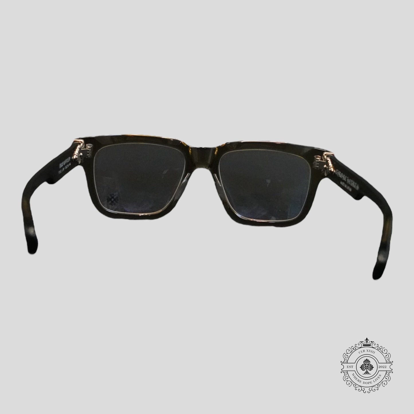 Chrome Hearts Box Officer Glasses in Translucent Olive/Silver