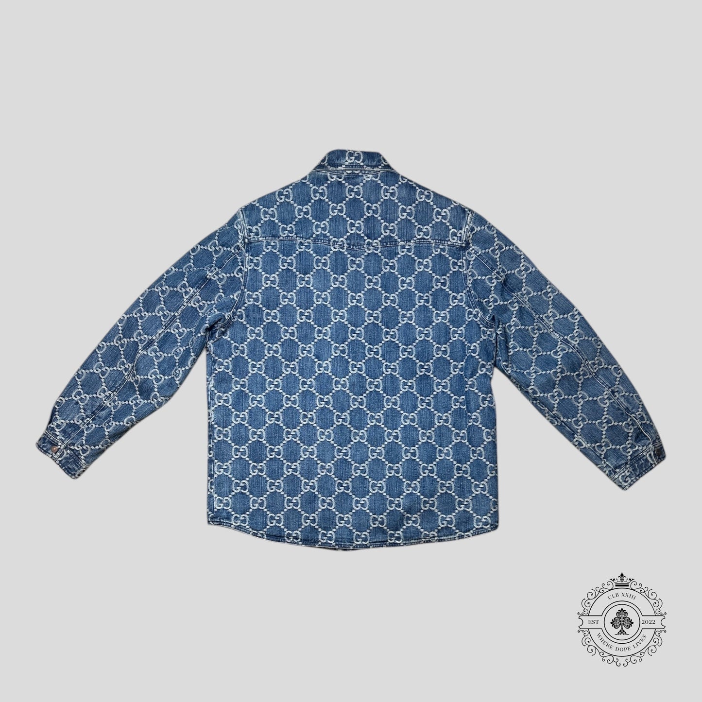 Gucci Jacquard Denim Jacket in Medium Wash