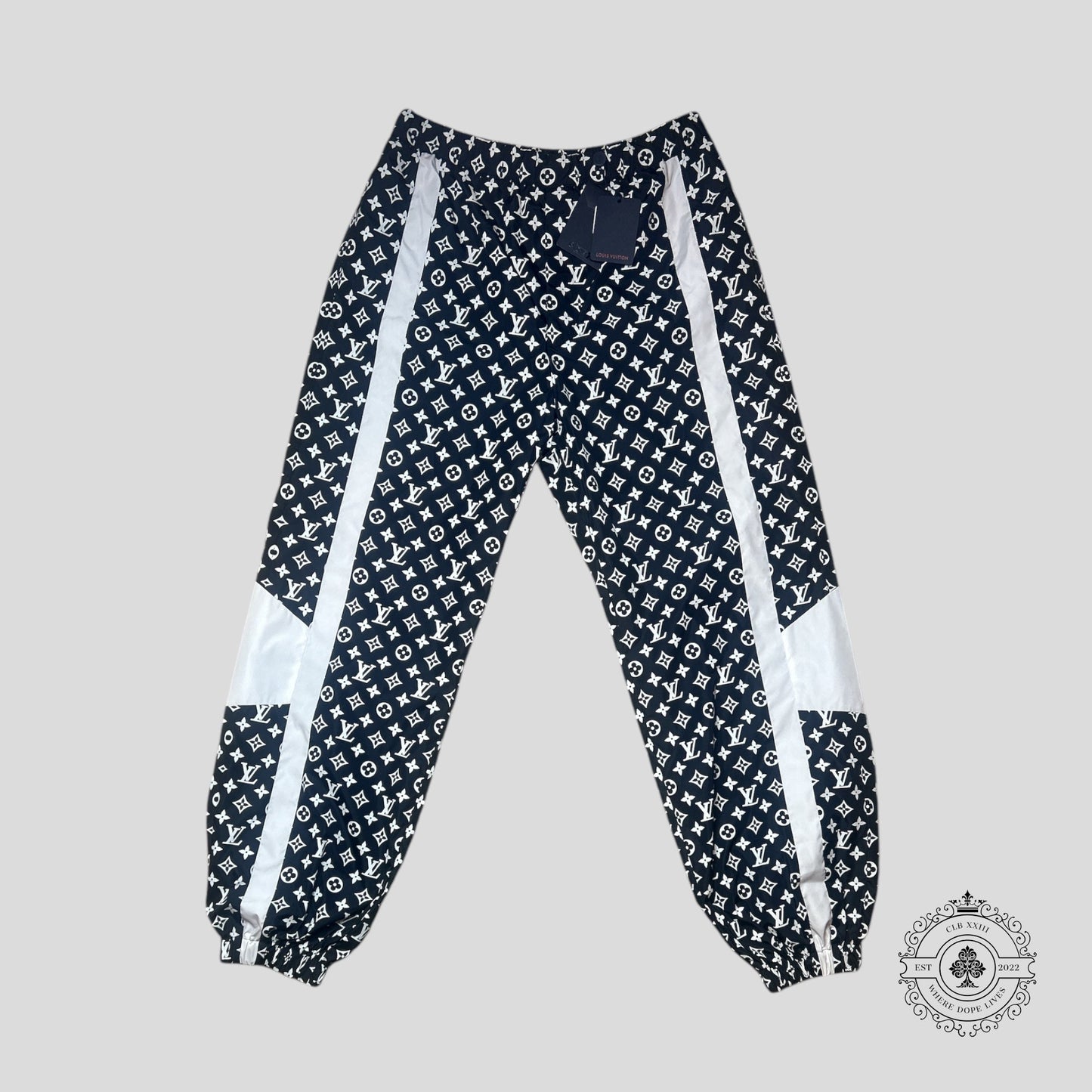 Louis Vuitton Monogram Printed Technical Trackpants in Black/White