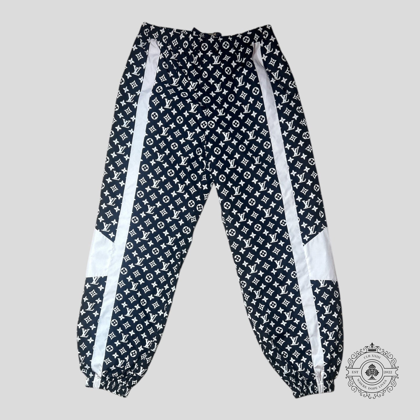 Louis Vuitton Monogram Printed Technical Trackpants in Black/White
