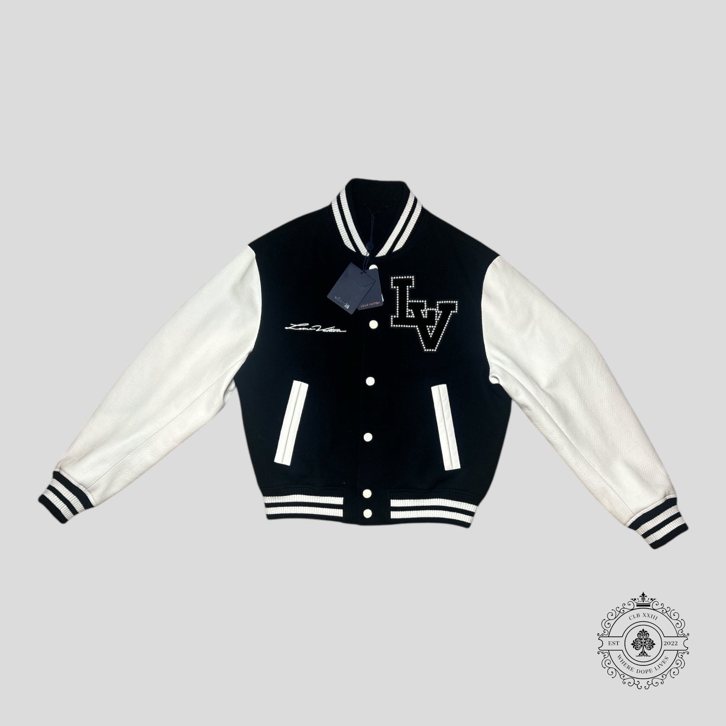 Louis Vuitton Marque Deposee Varsity Jacket in Black/White