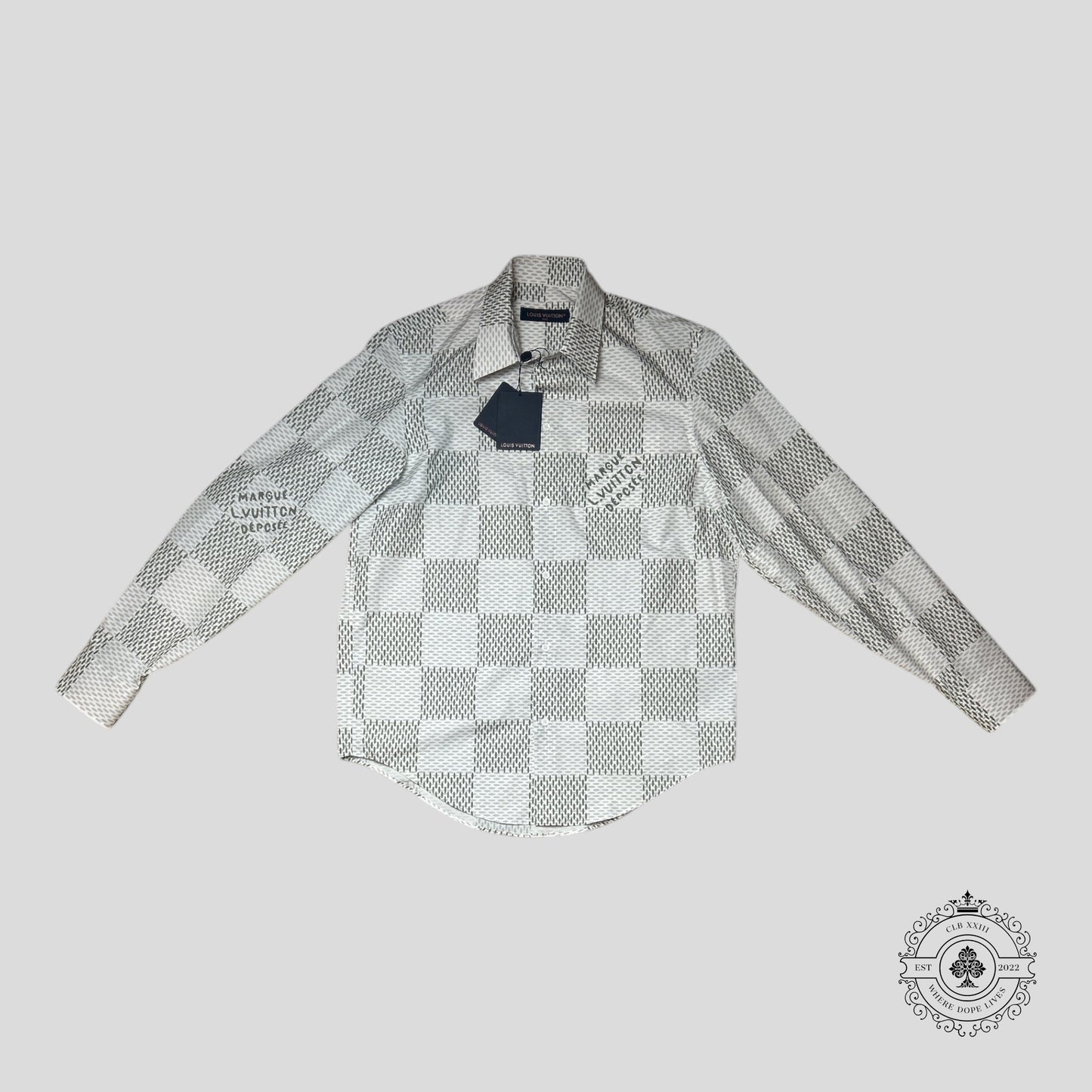 Louis Vuitton Damier Button Up Shirt in White/Grey