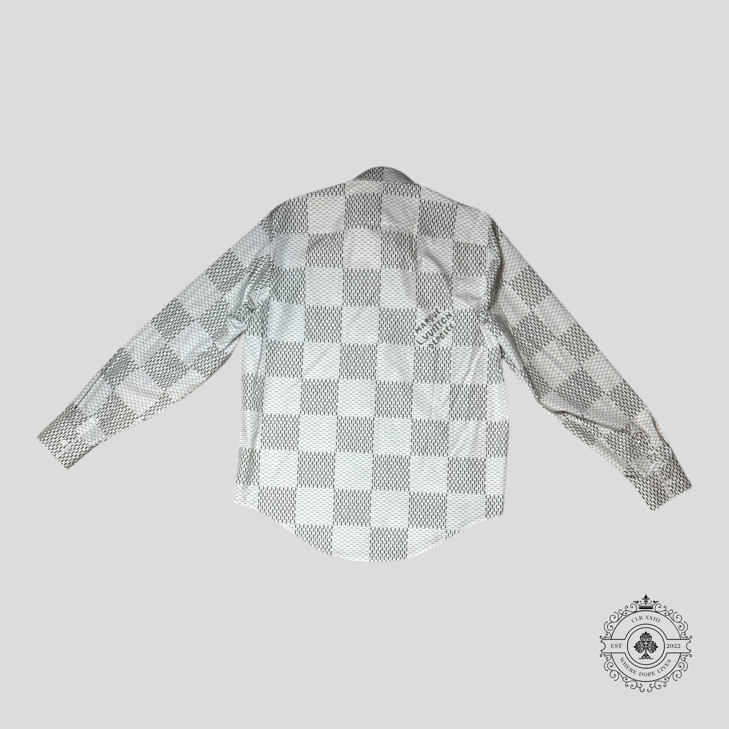 Louis Vuitton Damier Button Up Shirt in White/Grey