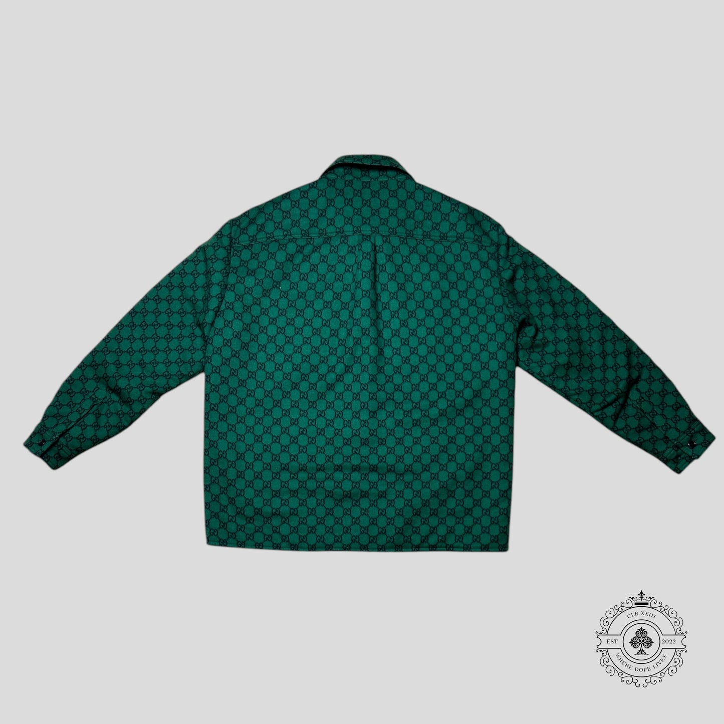 Gucci Jacquard Wool Flannel Jacket in Green/Black