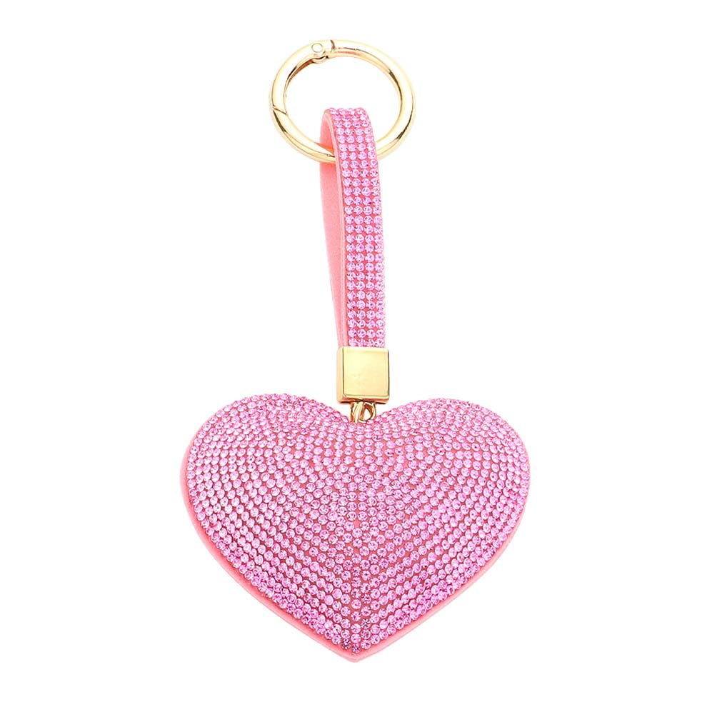 Bling Heart Bag Charm Key Chain
