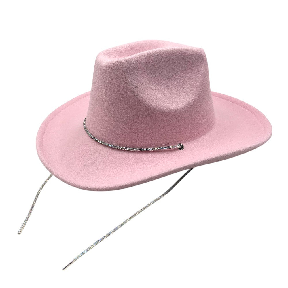 Bling Strap Band Pointed Cowboy Fedora Hat
