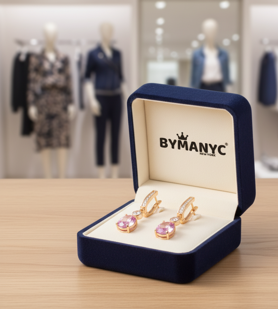 Pink Gem Hoop Earrings Pink Sunset SOHO BYMANYC ® New York-0