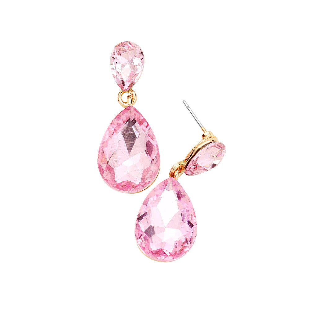 Glass Crystal Teardrop Dangle Earrings