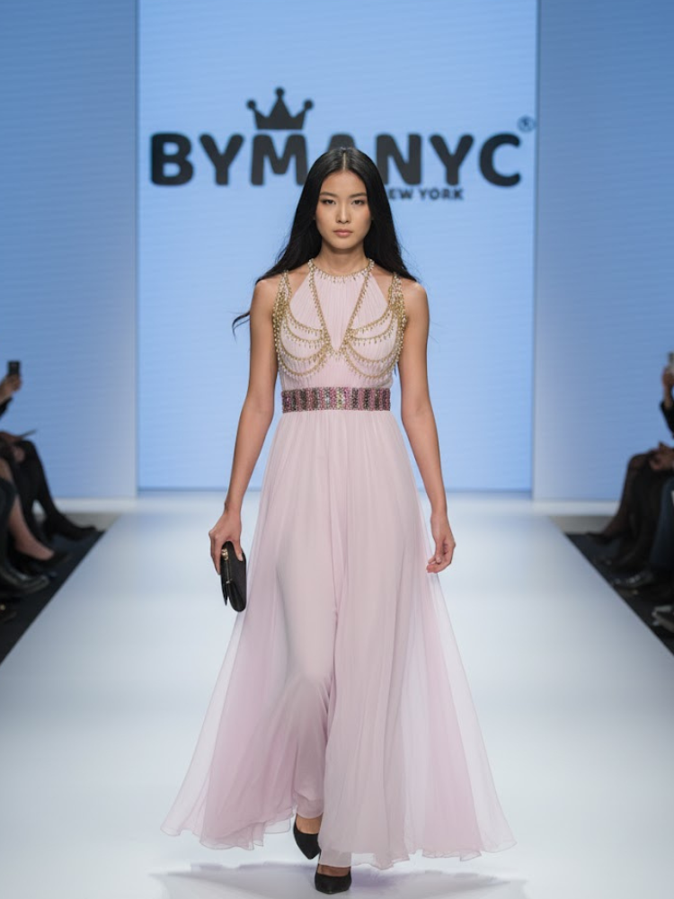 Pink Long Gala Dress MIDTOWN: Prêt-à-Porter Line BYMANYC ® New York-0