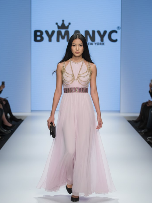 Pink Long Gala Dress MIDTOWN: Prêt-à-Porter Line BYMANYC ® New York-0