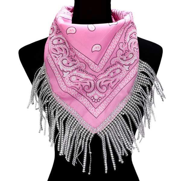 Rhinestone Like Fringe Cowgirl Bandana Scarf