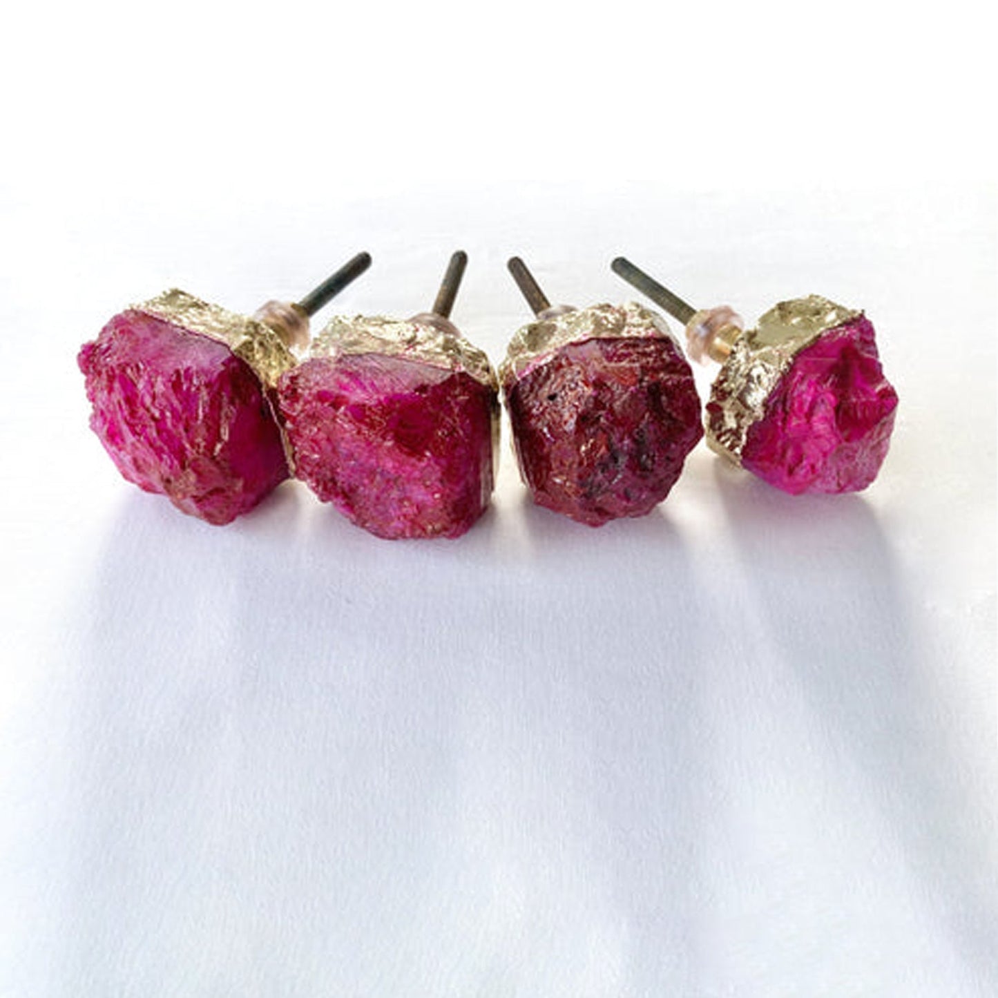 Pink Crystal Gold Plated Stone Furniture/Door Knobs/Cabinet Handles/Dresser Knobs-0