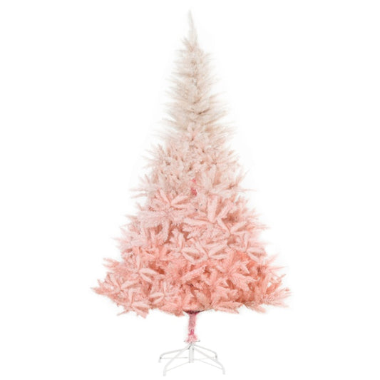 Pink artificial Christmas tree on a white background
