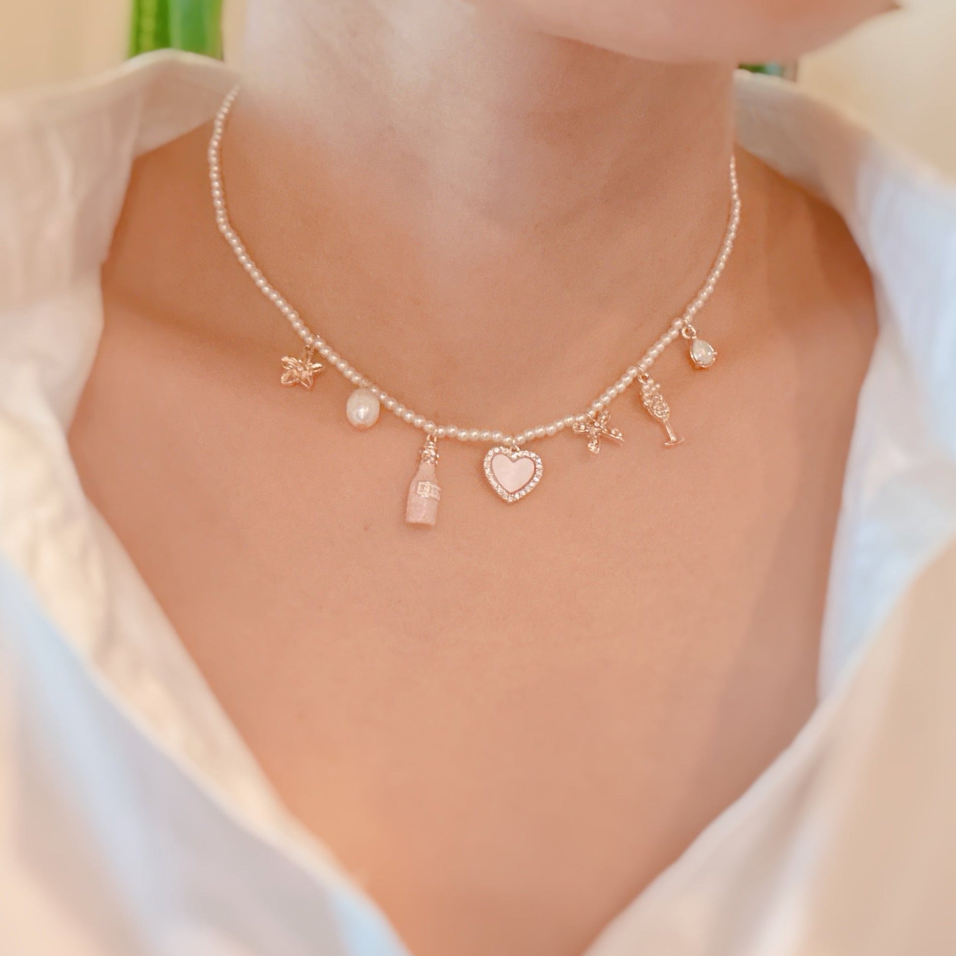 Pink Wink Celebration Multi Charm Necklace-3