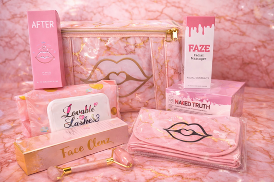 Ultimate Skincare Bundle spoiled cosmetics pink luxury bundle skincare bundle with lash wipes and pouch naked truth cosmetics facial massager rose quartz massager and more