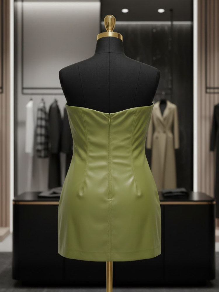 Pistachio Eco-Leather Bustier • GREENWICH New Collection BYMANYC ® New York-1