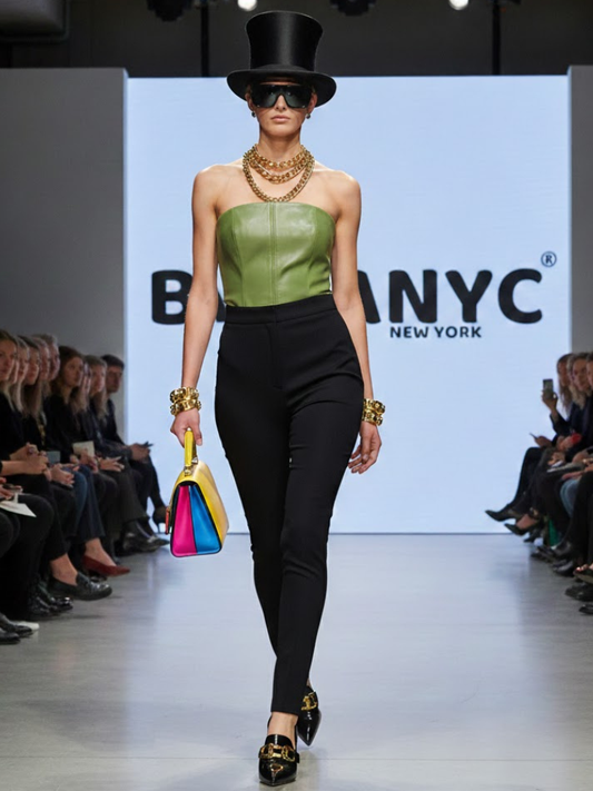 Pistachio Eco-Leather Bustier • GREENWICH New Collection BYMANYC ® New York-0