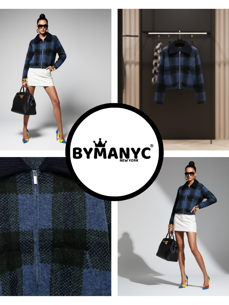 Plaid Eco-Knit Bomber • GRAMERCY New Collection BYMANYC ® New York-2