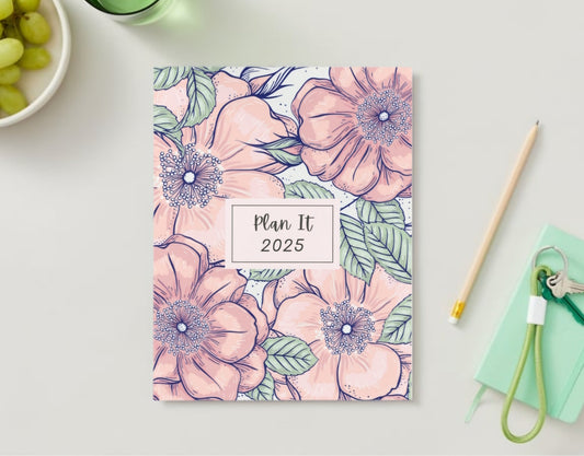 Plan It 2025 Pink and Grey Floral Planner-0