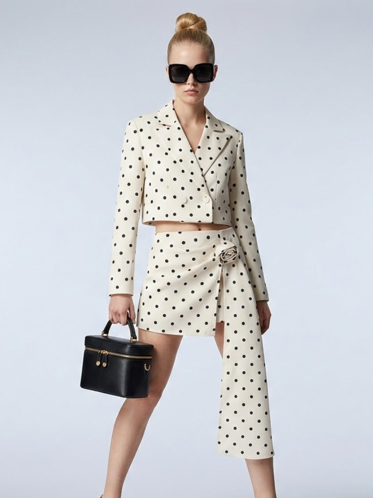 Polka Dot BOWERY Jacket & Skirt Set Prêt-à-Porter BYMANYC ® New York-1