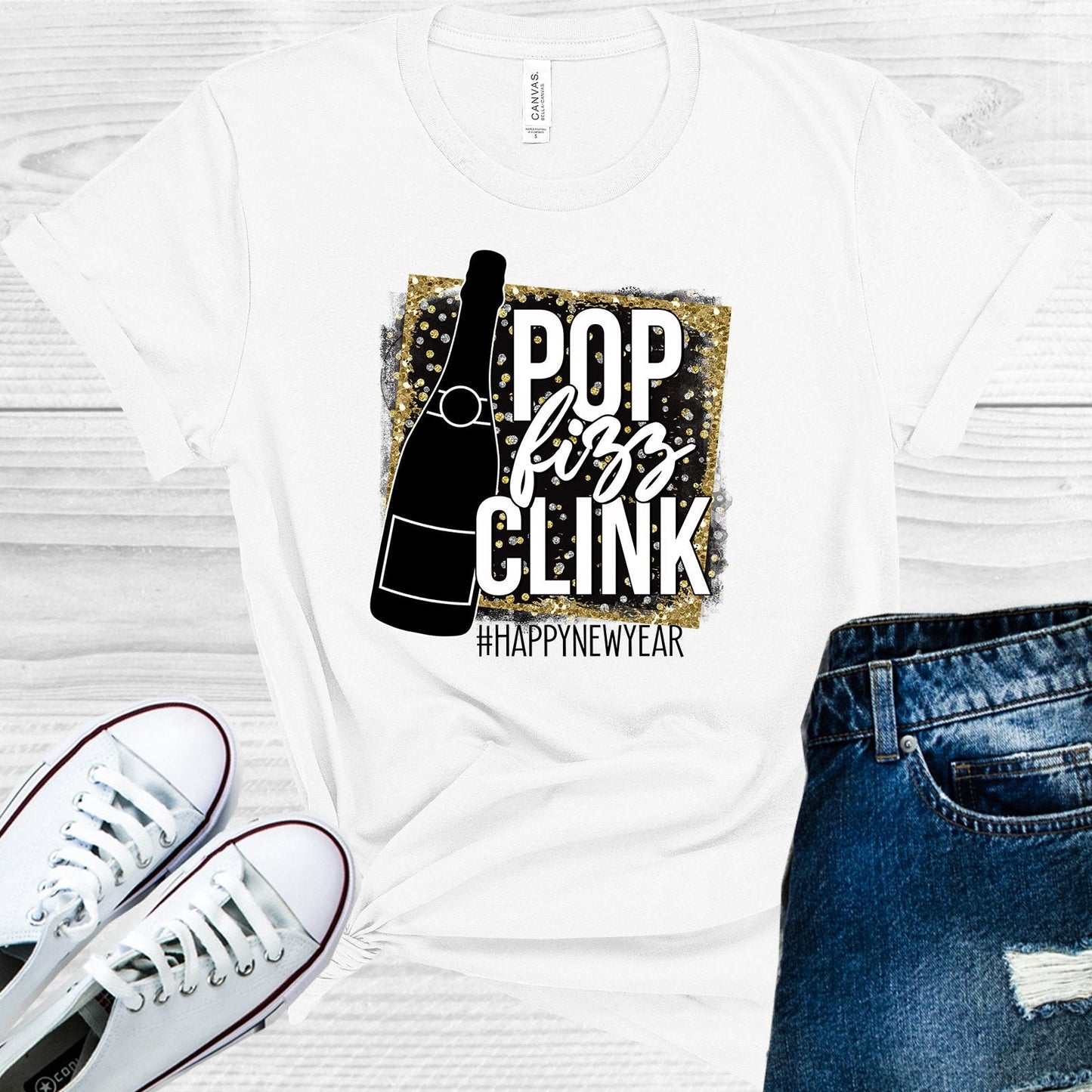 Pop Fizz Clink #happynewyear Graphic Tee