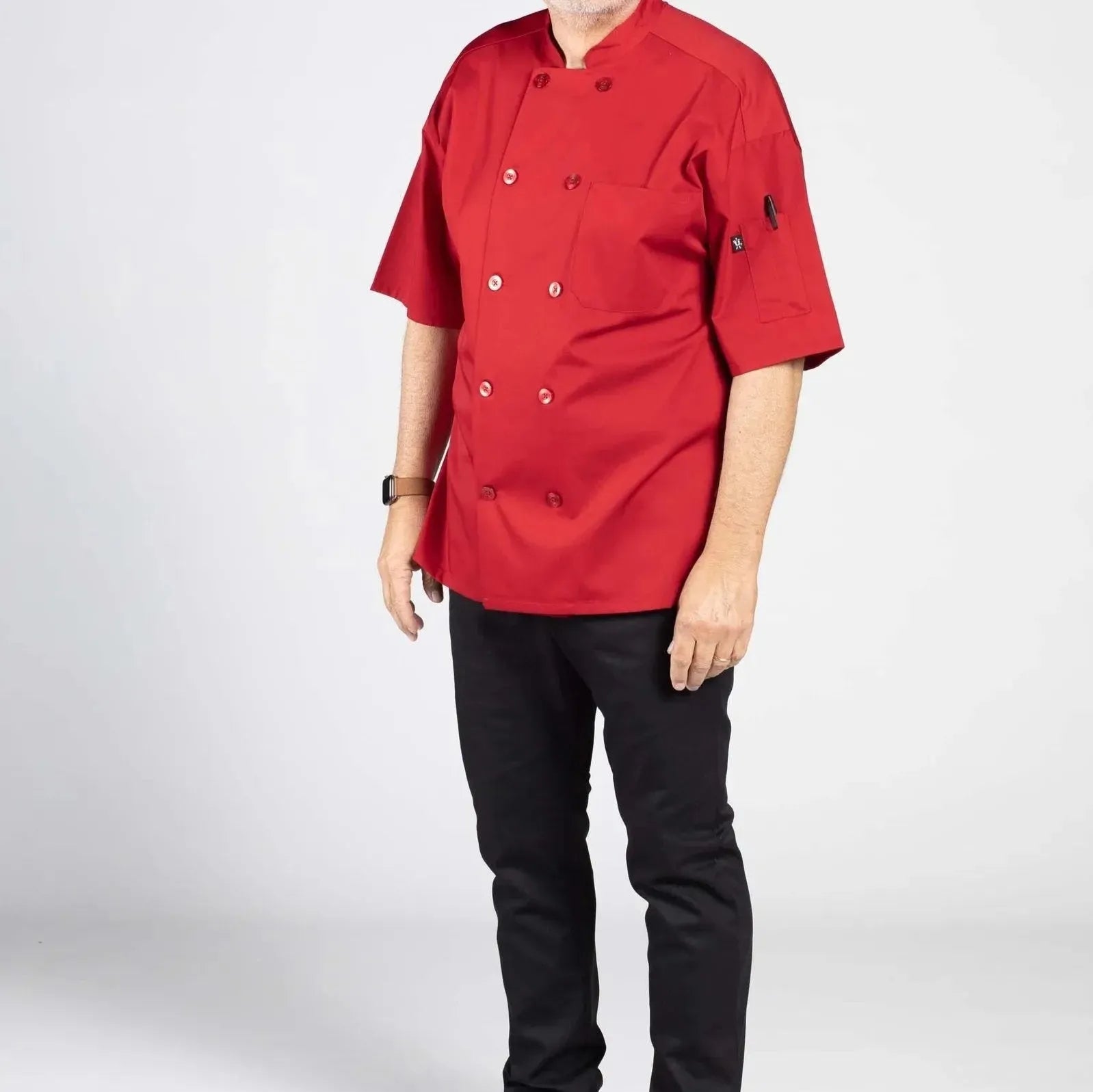 Poplin Cotton Blend Pro-vent Short Sleeve Chef Coat-5