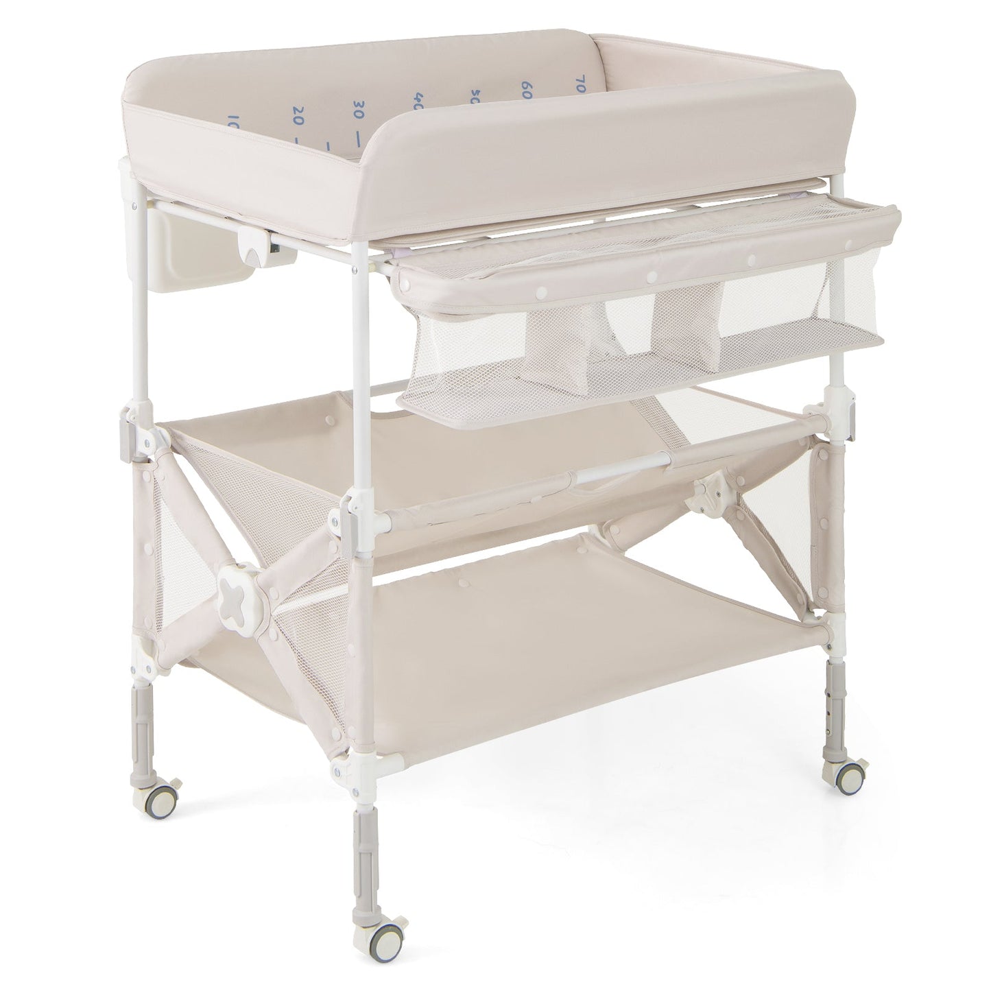 Portable Baby Changing Table with Wheels and Large Storage Rack