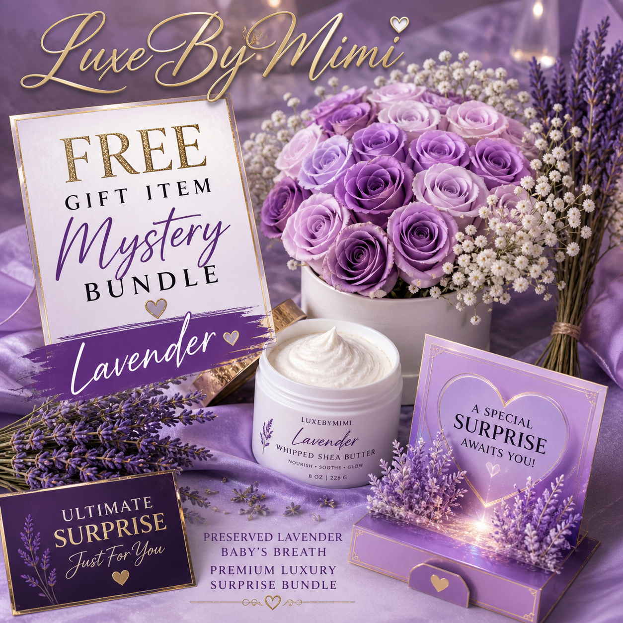 💜 LuxeByMimi – Lavender Romance Luxury Bouquet & Spa Gift Set ✨PRIORITY SHIPPING✨ORDER BEFORE MAY 5 TO GET BEFORE MOTHER'S DAY