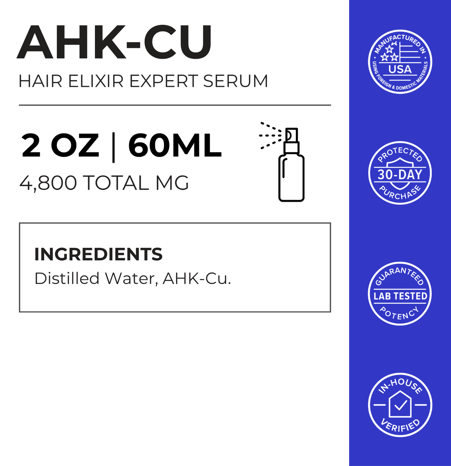 AHK-Cu Peptide, Hair Elixir 4800mg