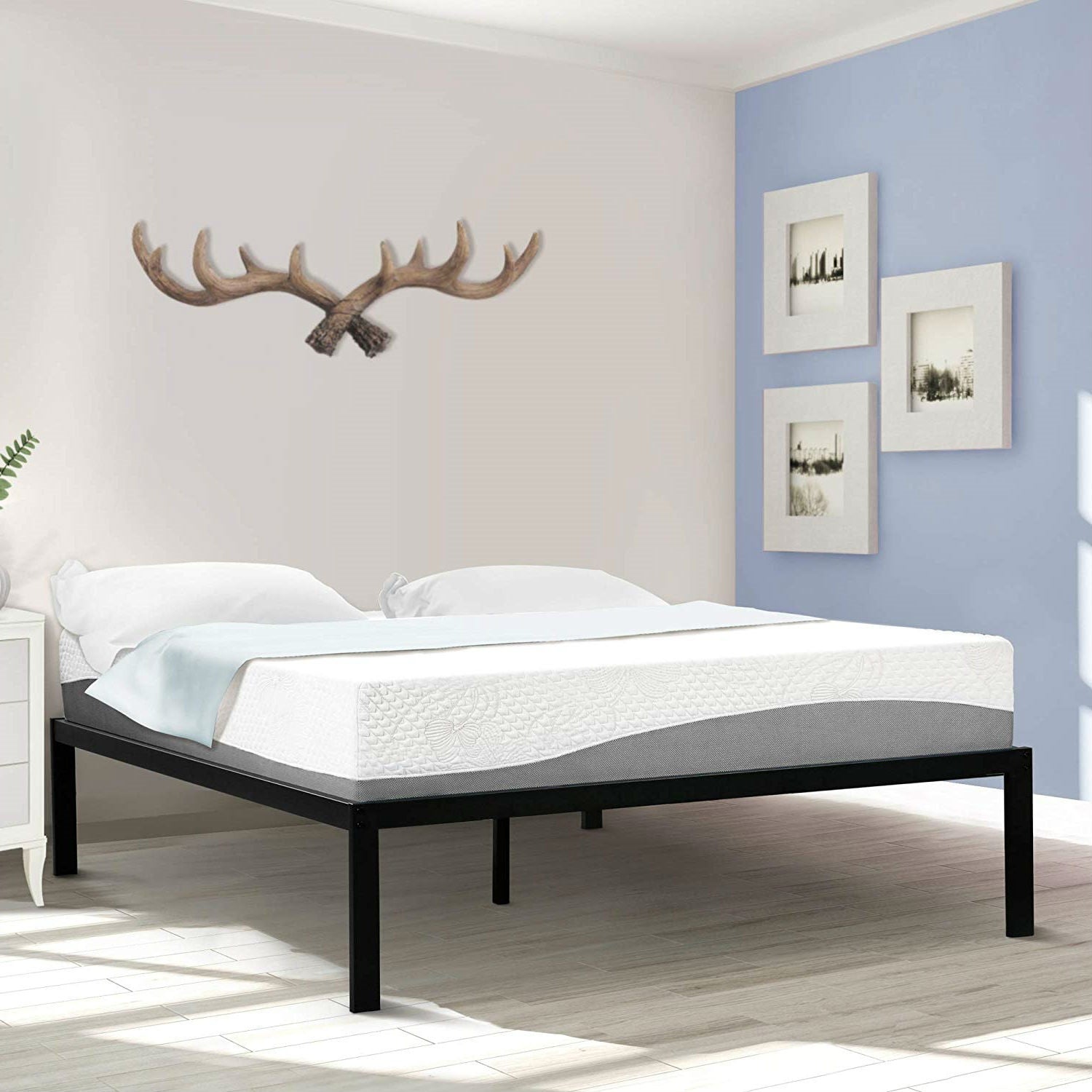 Queen size 16-inch High Heavy Duty Metal Platform Bed Frame-2