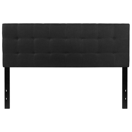 Queen size Modern Black Fabric Upholstered Panel Headboard-0