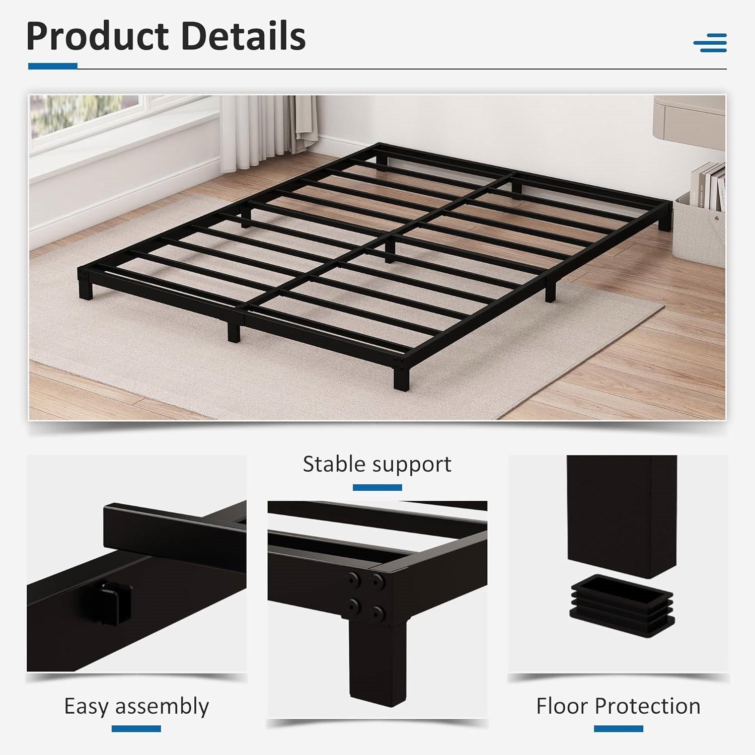 Queen size 5-inch Heavy Duty Metal Bed Frame with 3,000 lb. Weight Capacity-3