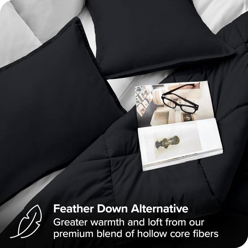 Queen size Luxuriously Soft Down Alternative Comforter Set in Black-3
