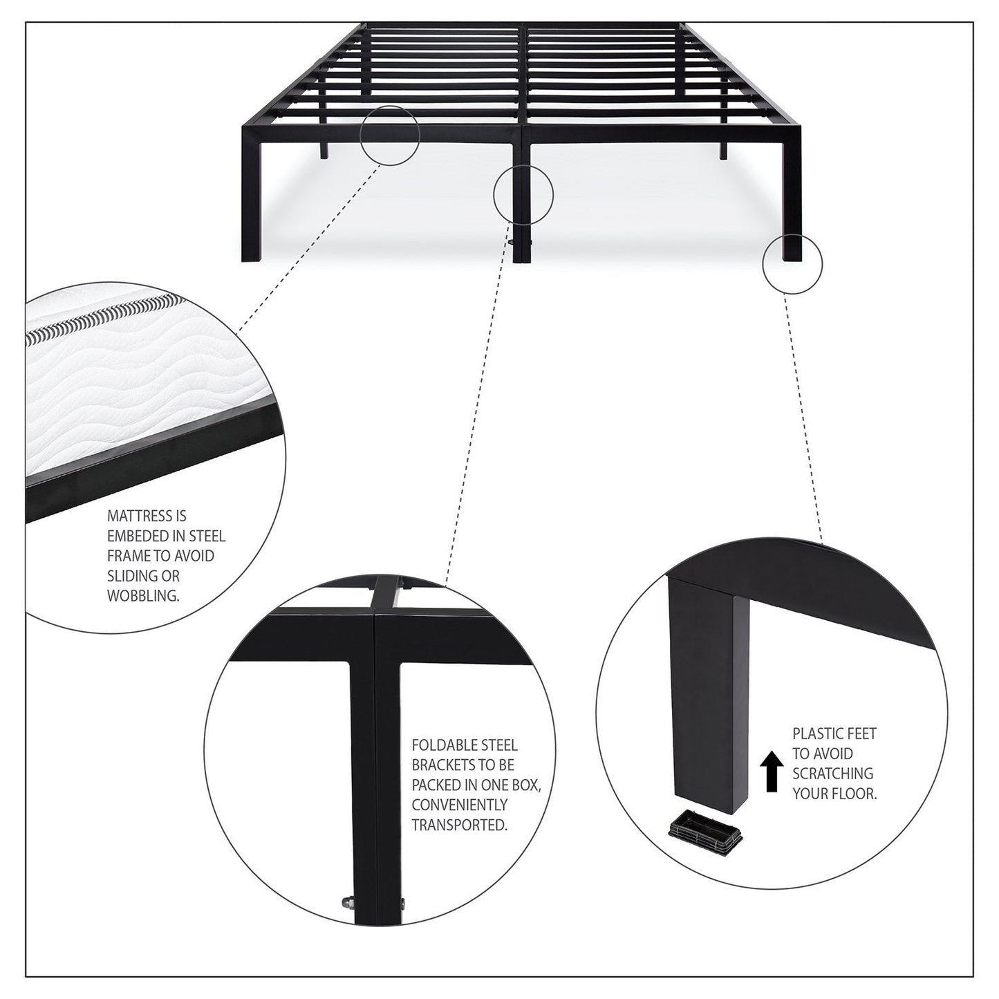 Queen size Heavy Duty Metal Platform Bed Frame - Holds up to 2,200 lbs-1