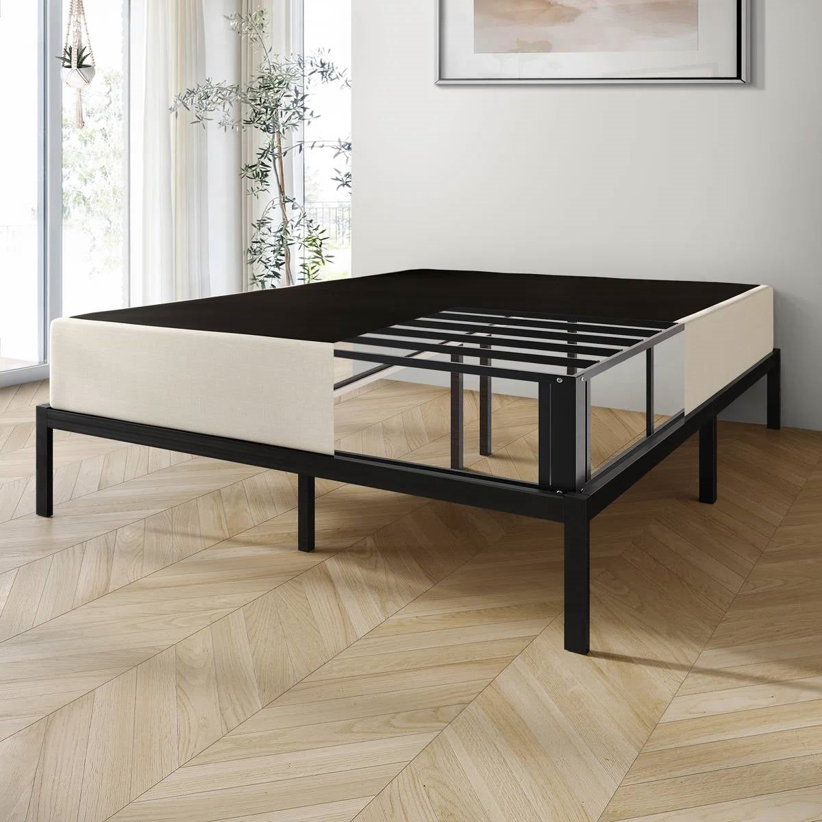 Queen size 7.8-inch Metal Frame Box-Spring Foundation for Mattress with Cover-2