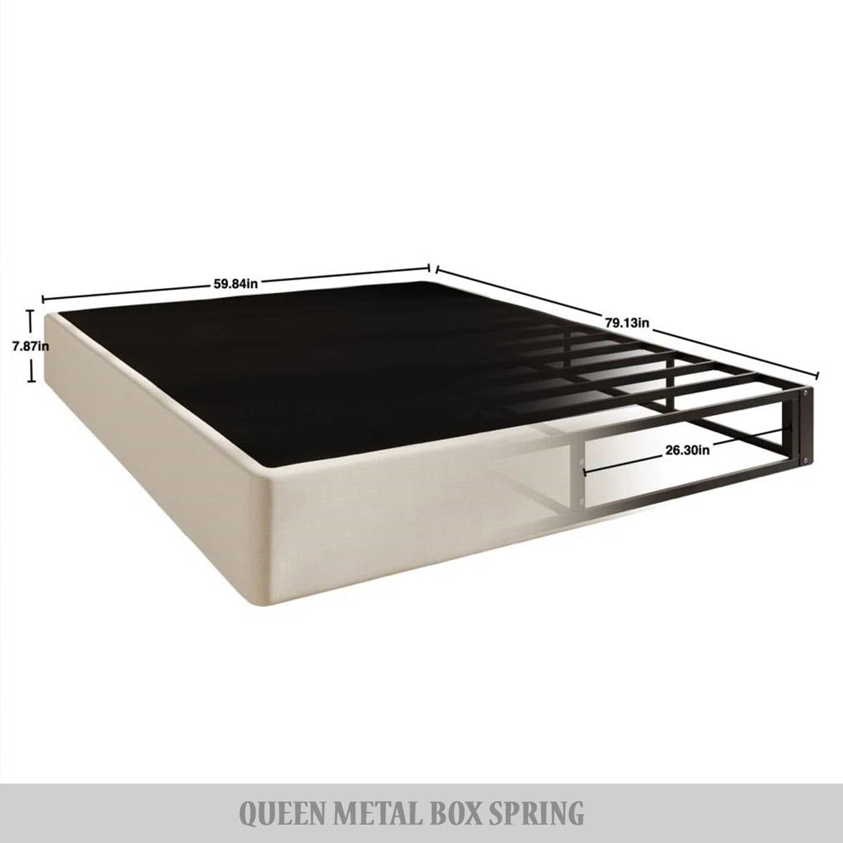 Queen size 7.8-inch Metal Frame Box-Spring Foundation for Mattress with Cover-4
