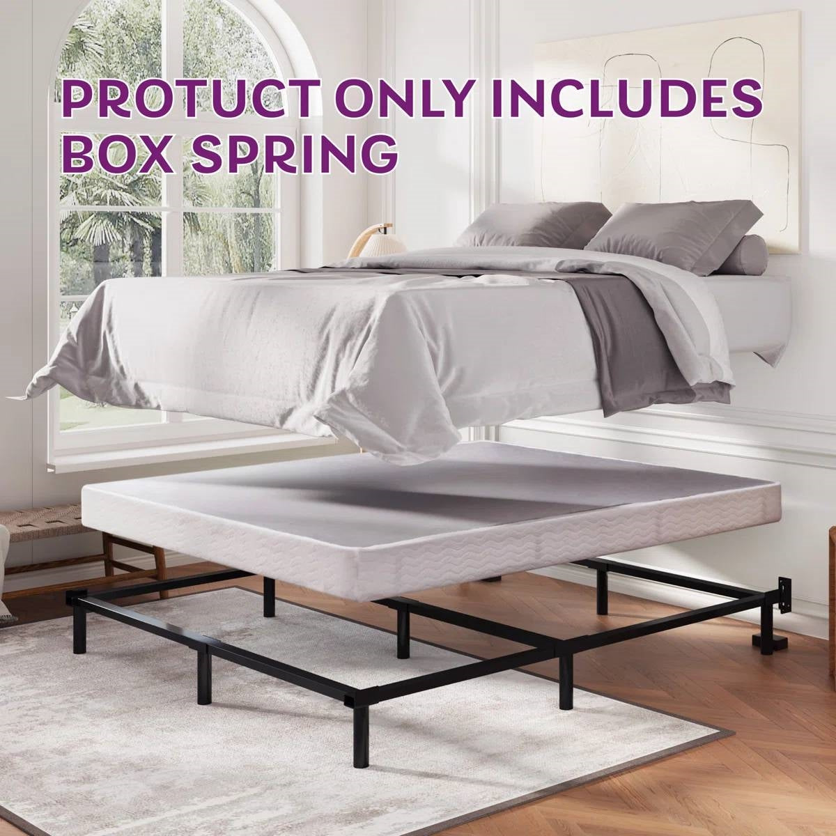 Queen size 5-inch Low Profile Metal Box Spring Mattress Foundation with Cover-1