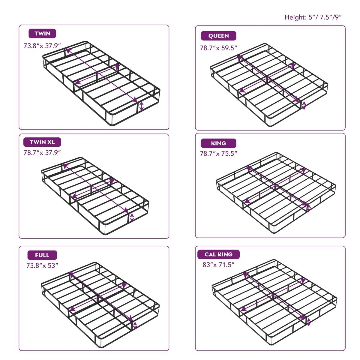 Queen size 5-inch Low Profile Metal Box Spring Mattress Foundation with Cover-4