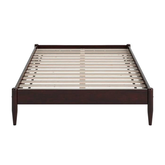 Queen Size Solid Hardwood Victorian Style Espresso Platform Bed-0