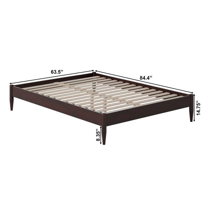 Queen Size Solid Hardwood Victorian Style Espresso Platform Bed-4