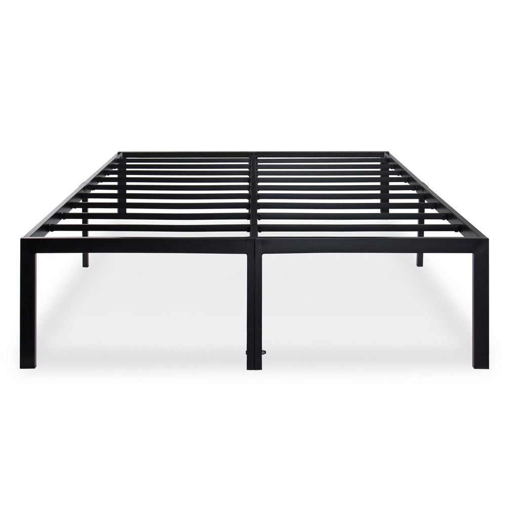 Queen 18-inch High Rise Heavy Duty Black Metal Platform Bed Frame-0