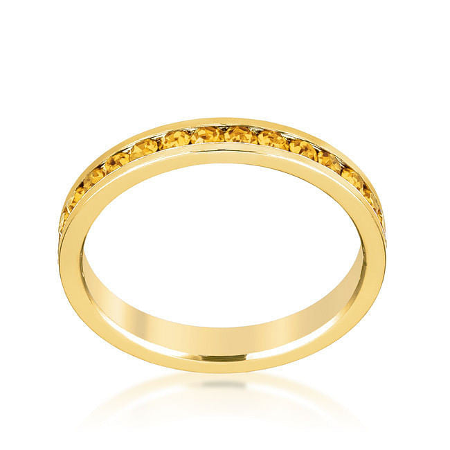 Stylish Stackables Yellow Crystal Gold Ring-2