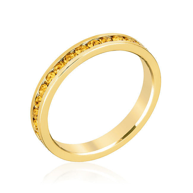 Stylish Stackables Yellow Crystal Gold Ring-3