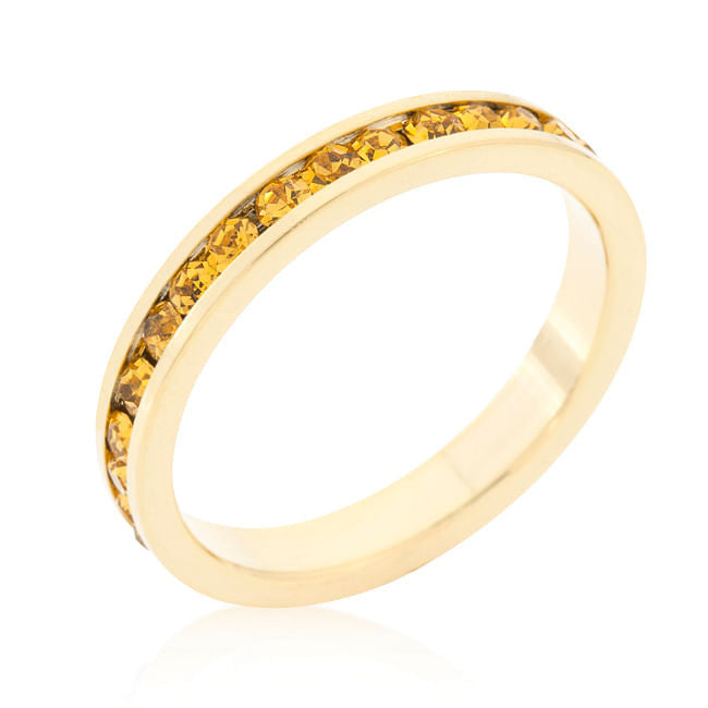 Stylish Stackables Yellow Crystal Gold Ring-0