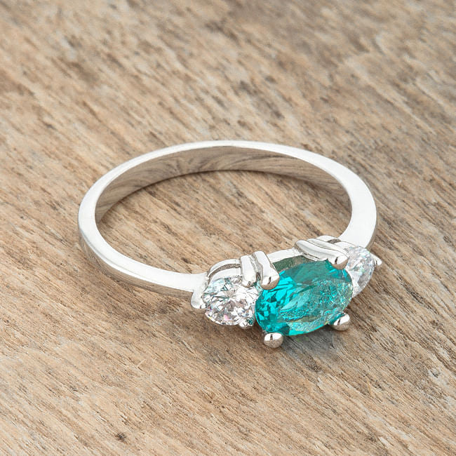 Mariah 1.2ct CZ Rhodium Aqua Simple Classic Ring-2