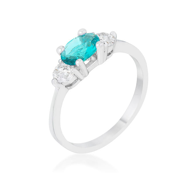 Mariah 1.2ct CZ Rhodium Aqua Simple Classic Ring-0